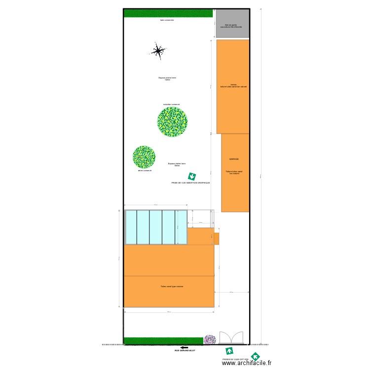 PRISE DE VUES . Plan de 2 pièces et 107 m2