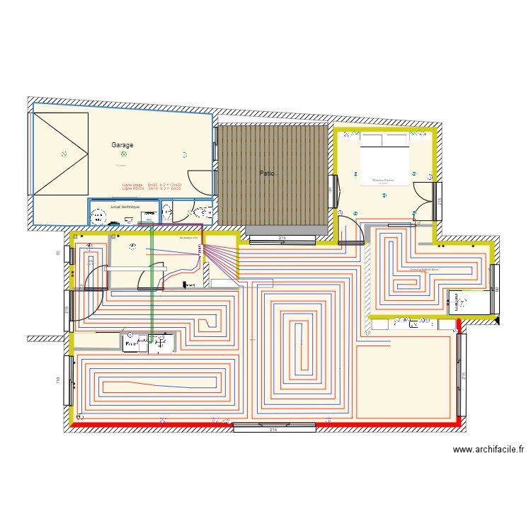 Schéma circuits RDCH. Plan de 0 pièce et 0 m2