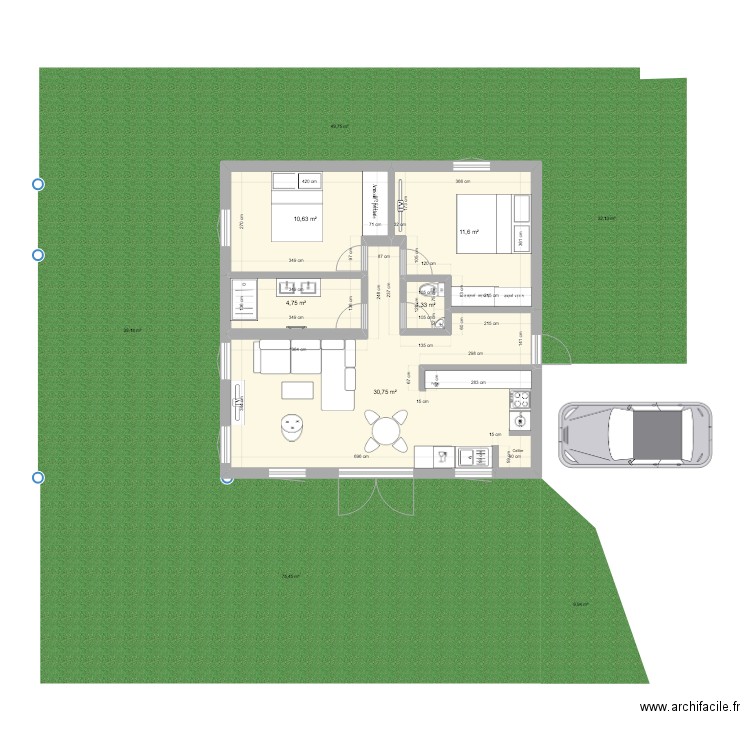 Plan 2 2. Plan de 5 pièces et 59 m2