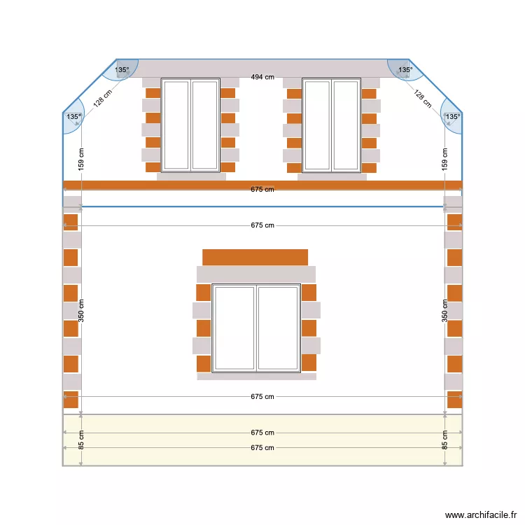 Bray facade ouest. Plan de Bray facade ouest. Plan de