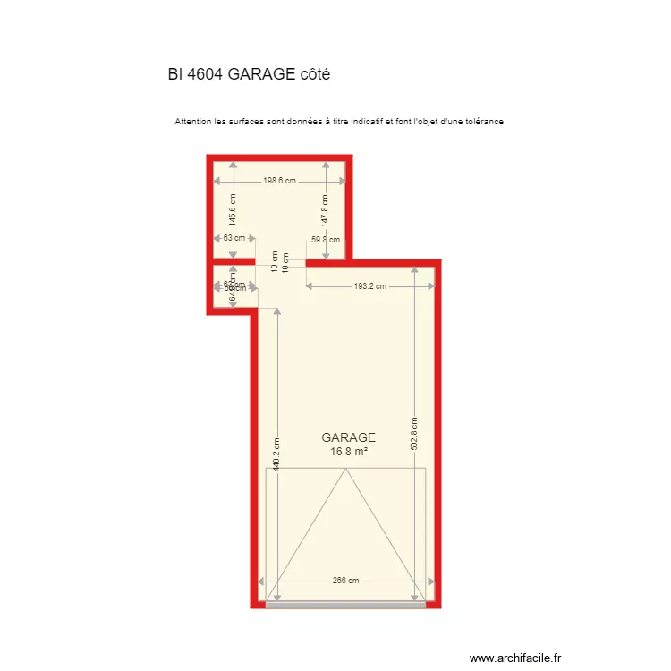BI 4604 GARAGE c&ocirc;t&eacute;. Plan de 