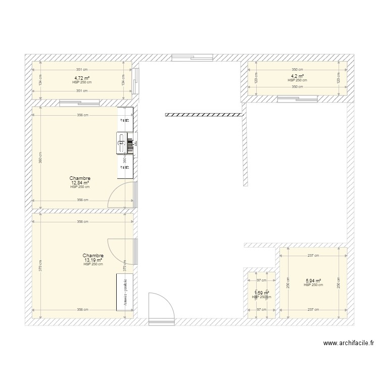 bouzerea1. Plan de 6 pièces et 42 m2