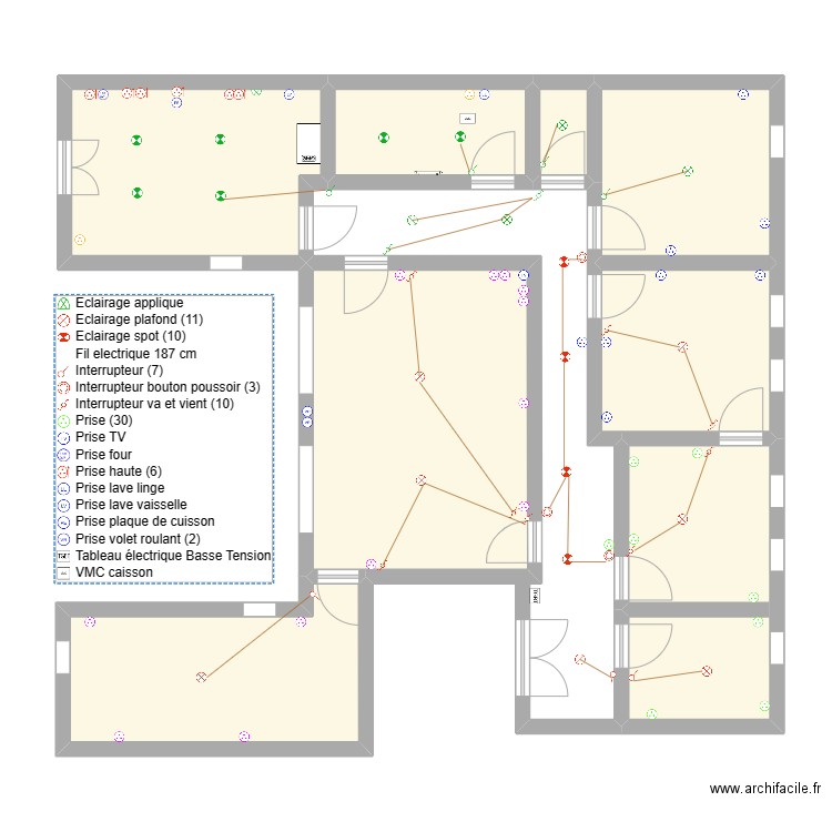 GAMBETTA. Plan de 8 pièces et 85 m2