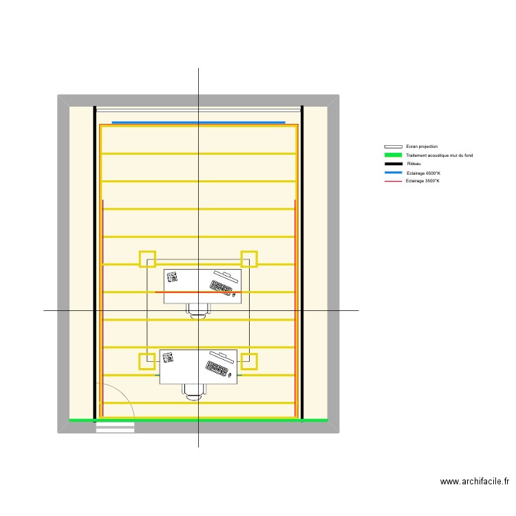 Projection - Position écoute. Plan de 1 pièce et 44 m2