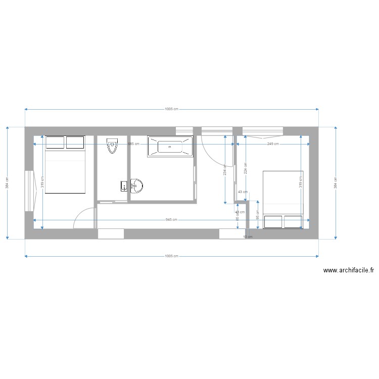 plan1. Plan de 1 pièce et 30 m2