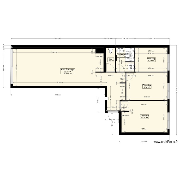 PROJET COUFFON MODIF. Plan de 7 pièces et 61 m2