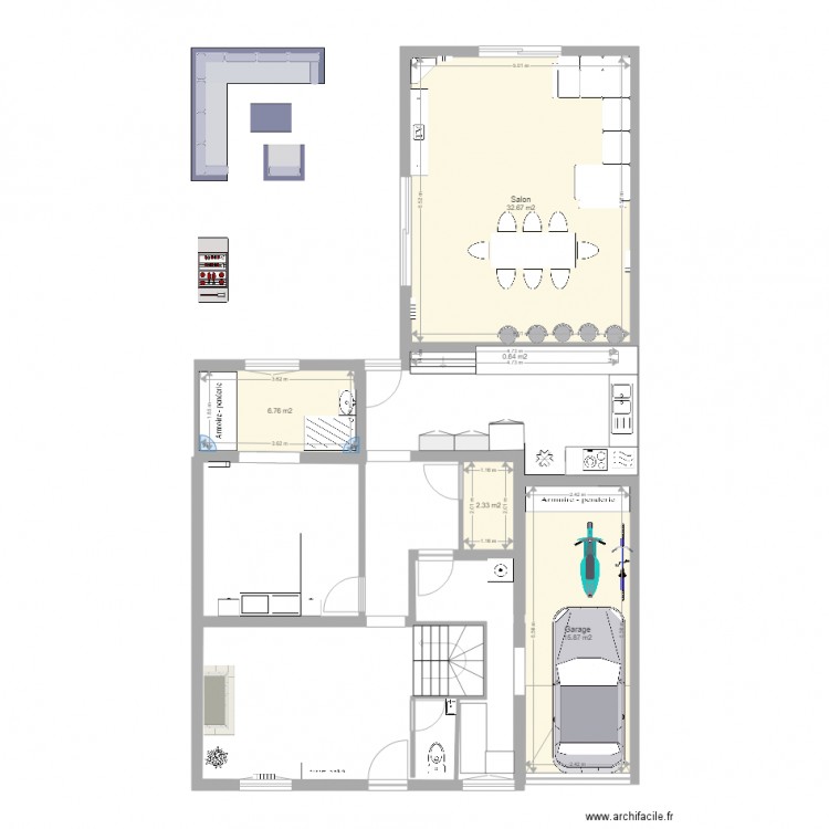 montfermeil escalier à droite 2. Plan de 5 pièces et 58 m2