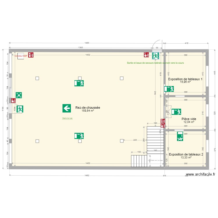 Musée Gabriel rez de chaussée V2. Plan de 4 pièces et 200 m2