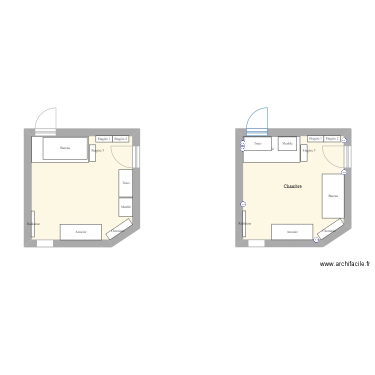 Ma chambre avec meubles. Plan de 0 pièce et 0 m2