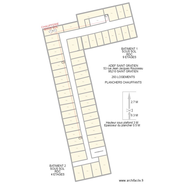 ADEF SAINT GRATIEN. Plan de 55 pièces et 885 m2