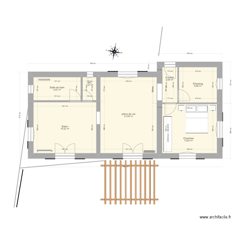 projet. Plan de 7 pièces et 68 m2