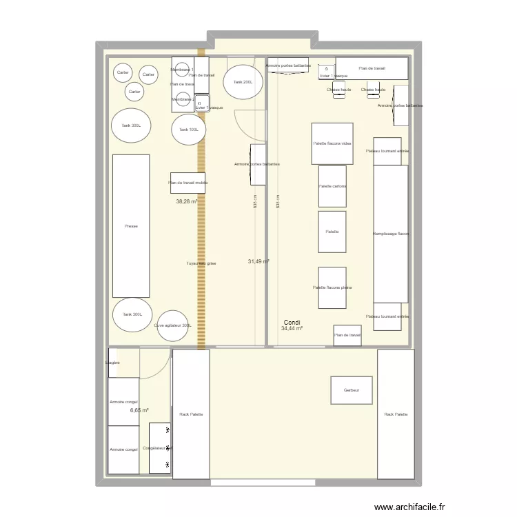 Plan cave n&deg;5. Plan de 