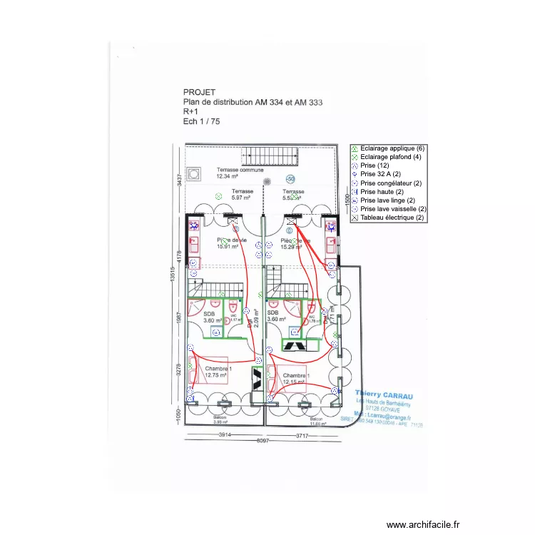 Plan &eacute;lectrique R1. Plan de 