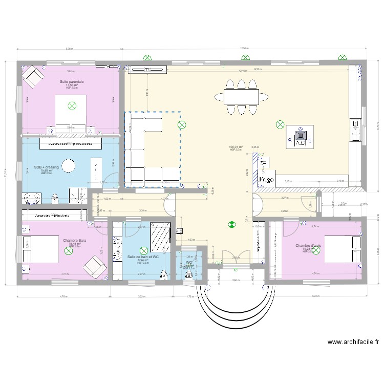 Maison Mahares3. Plan de 7 pièces et 174 m2