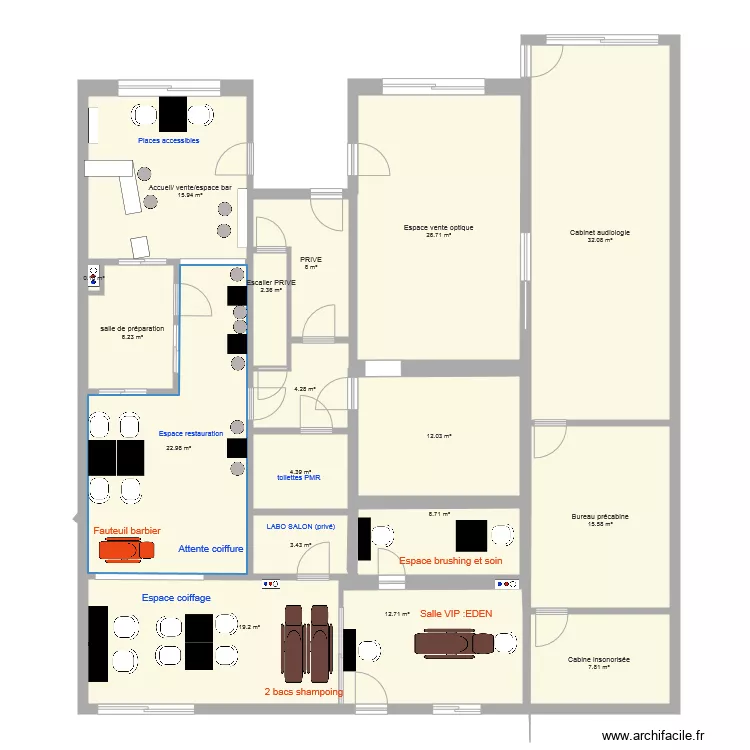 configuration concept avec mobilier ERP version 2. Plan de configuration concept avec mobilier ERP version 2. Plan de