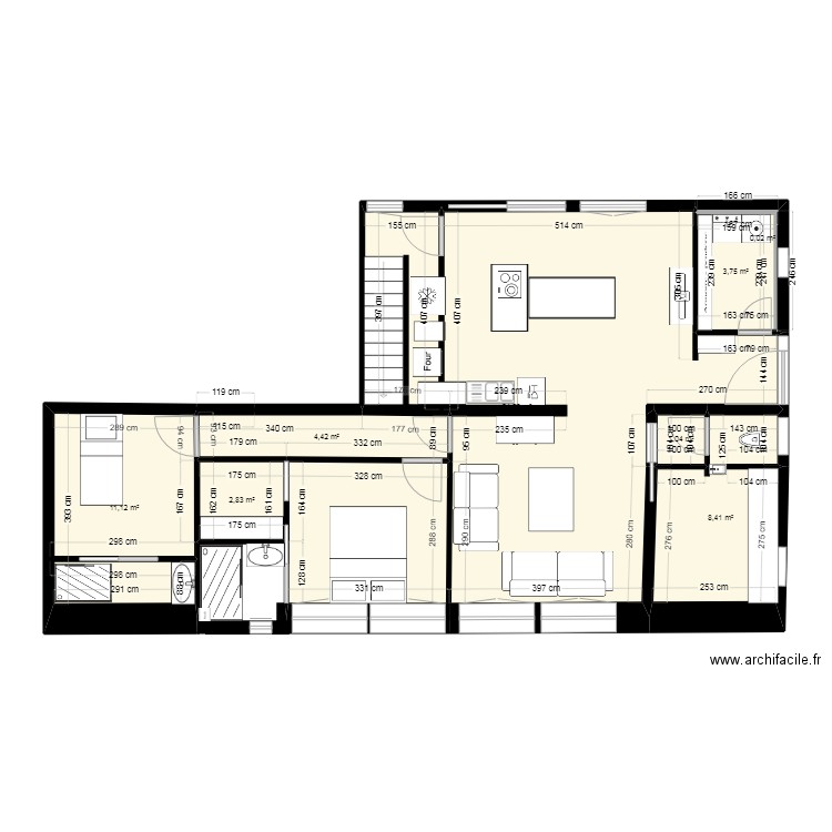 maison. Plan de 8 pièces et 86 m2