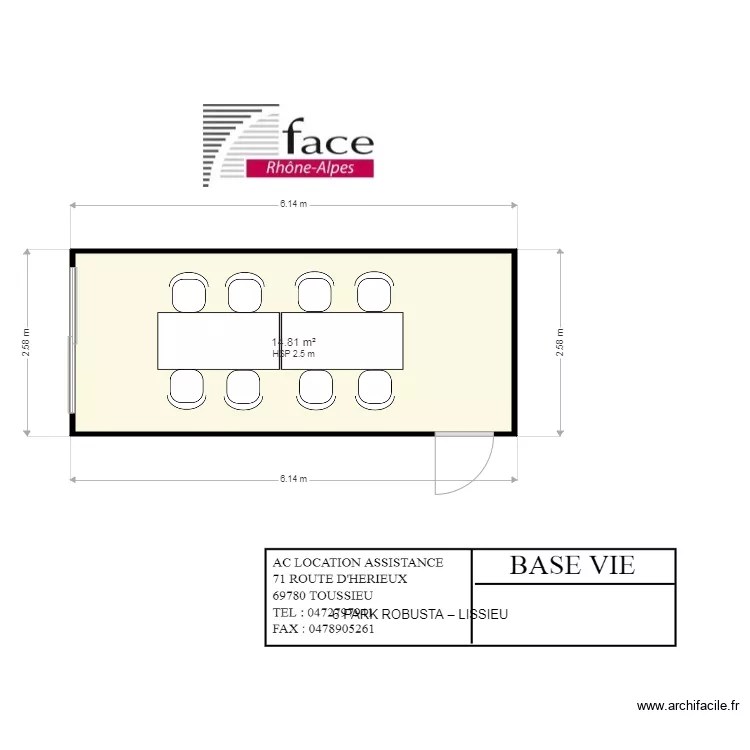 FACE 6 PARK ROBUSTA  LISSIEU. Plan de 
