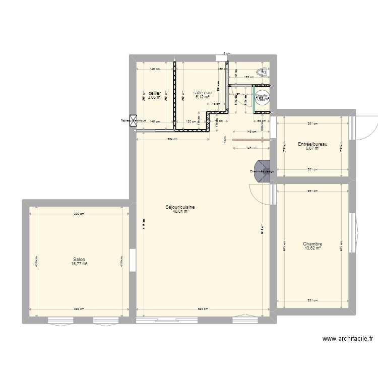 cloisons portes mesure pièces . Plan de 7 pièces et 88 m2