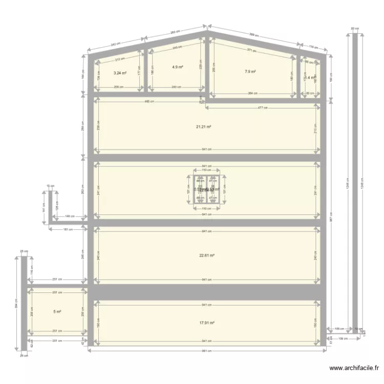 facade sud PC 11m. Plan de 