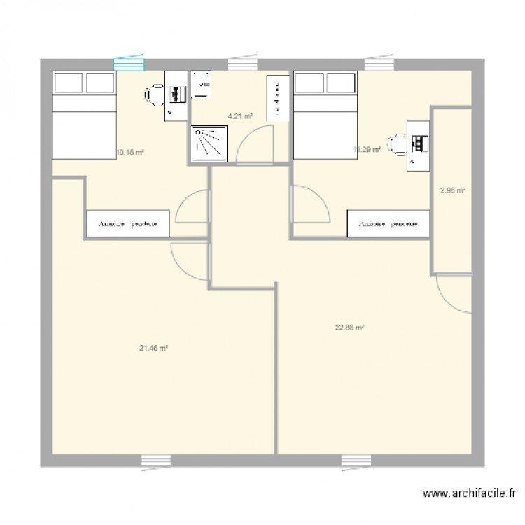 Chambres second étage avec sdb. Plan de 0 pièce et 0 m2