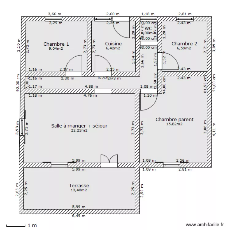 Maison Champs Afrique modifi&eacute;e. Plan de 