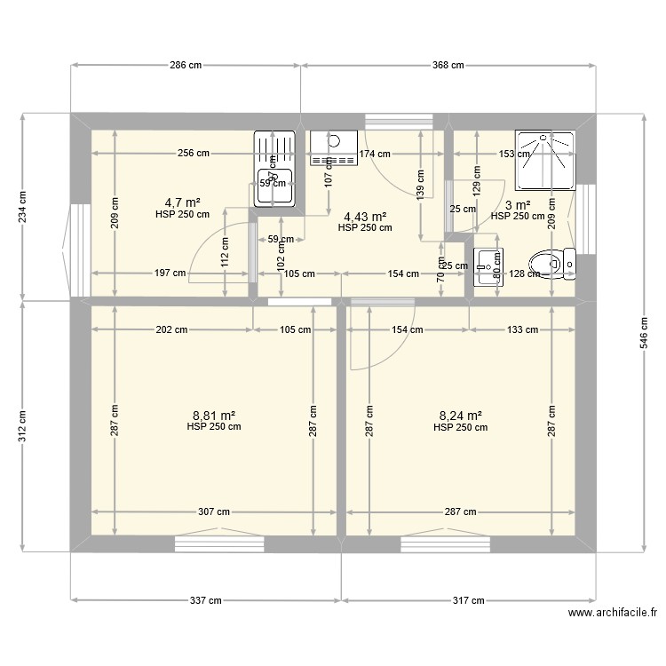 rez suppérieur Prarainson 43. Plan de 5 pièces et 29 m2