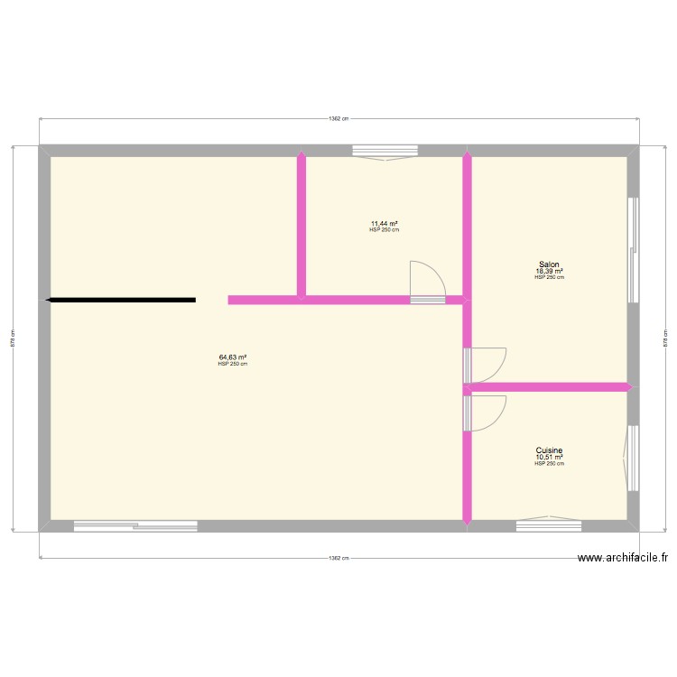 Castres RDC . Plan de 4 pièces et 105 m2