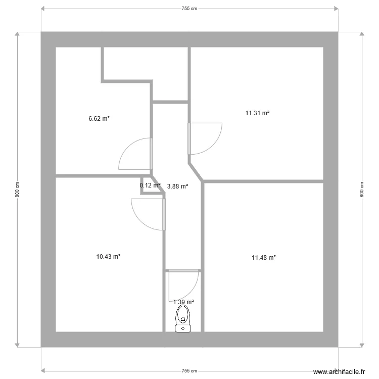 maison 3 chambres. Plan de 