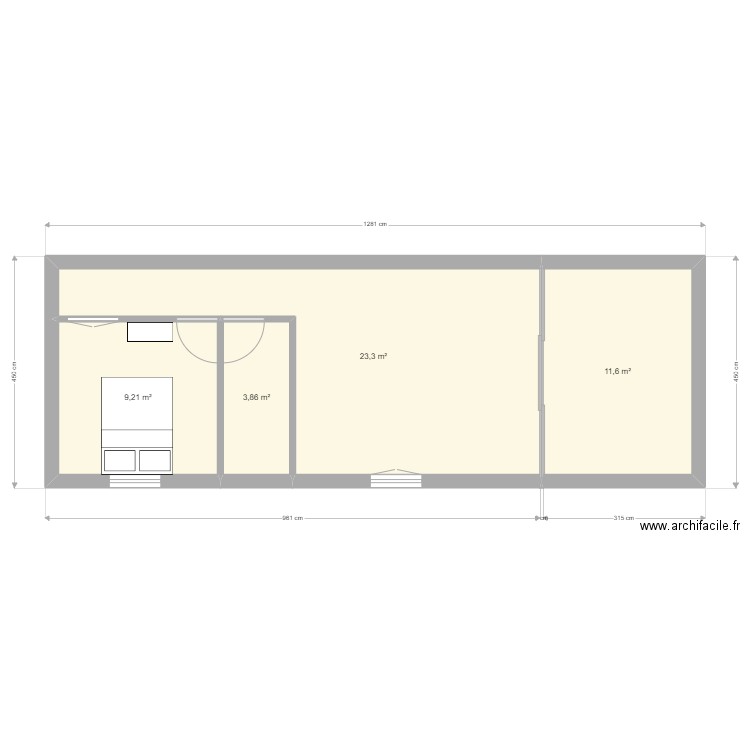 LOS GIGANTES T2 N° 2. Plan de 4 pièces et 48 m2