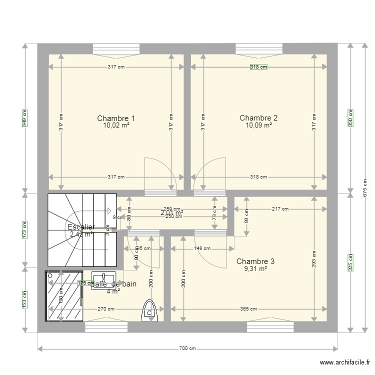 1 etage apres travaux simples. Plan de 0 pièce et 0 m2