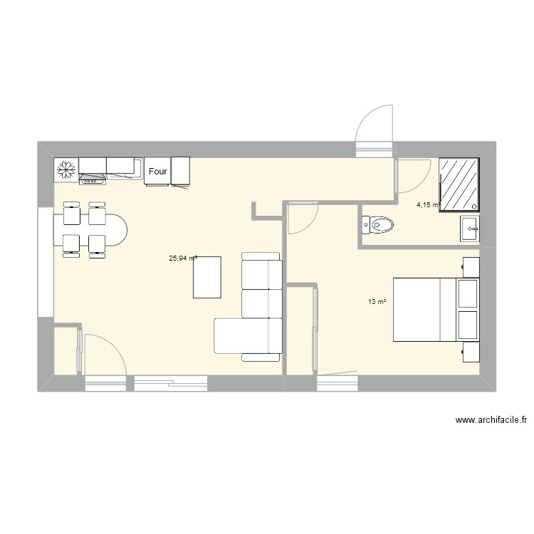 essai jms 18. Plan de 3 pièces et 43 m2