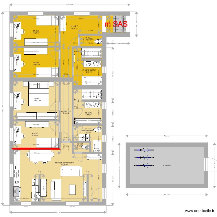 abri et appart 2 chdécalé. Plan de 0 pièce et 0 m2