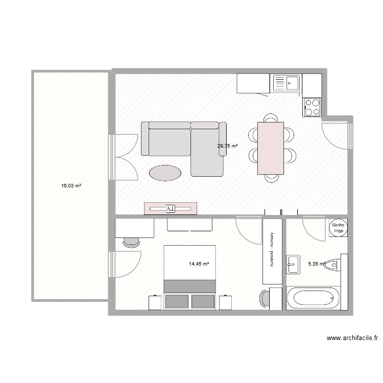 Appart Valeyres. Plan de 4 pièces et 66 m2