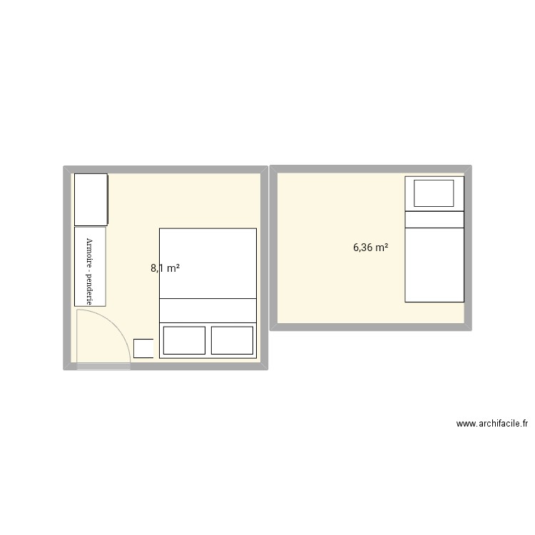 Chbre 8m2. Plan de 0 pièce et 0 m2