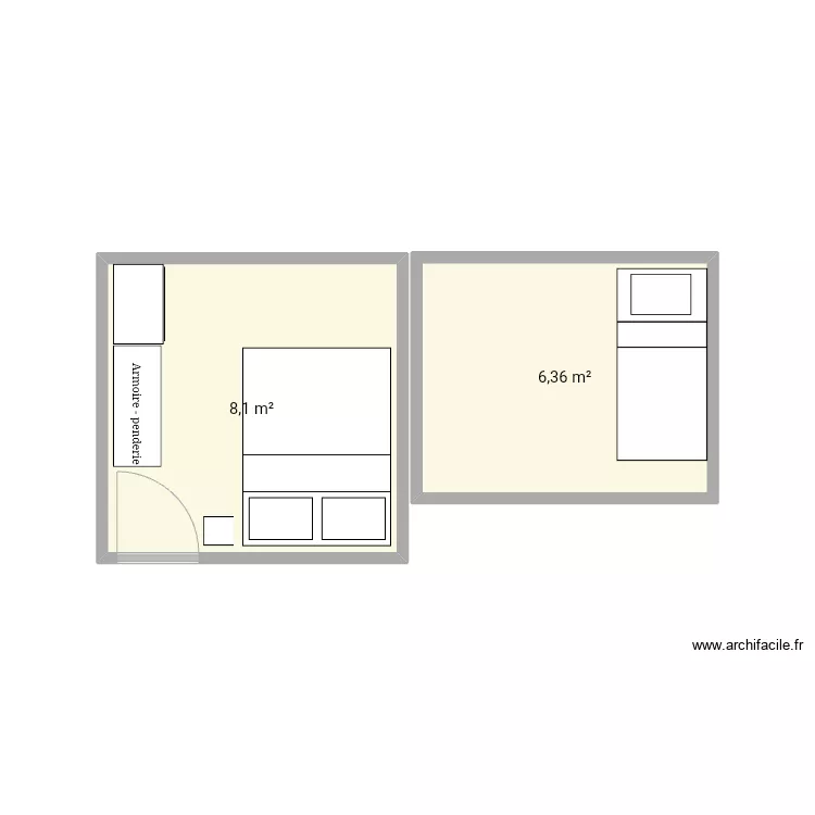 Chbre 8m2. Plan de 