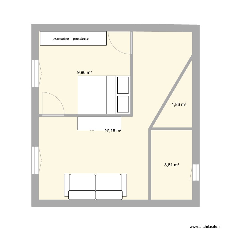 Lulu's Home. Plan de 4 pièces et 33 m2