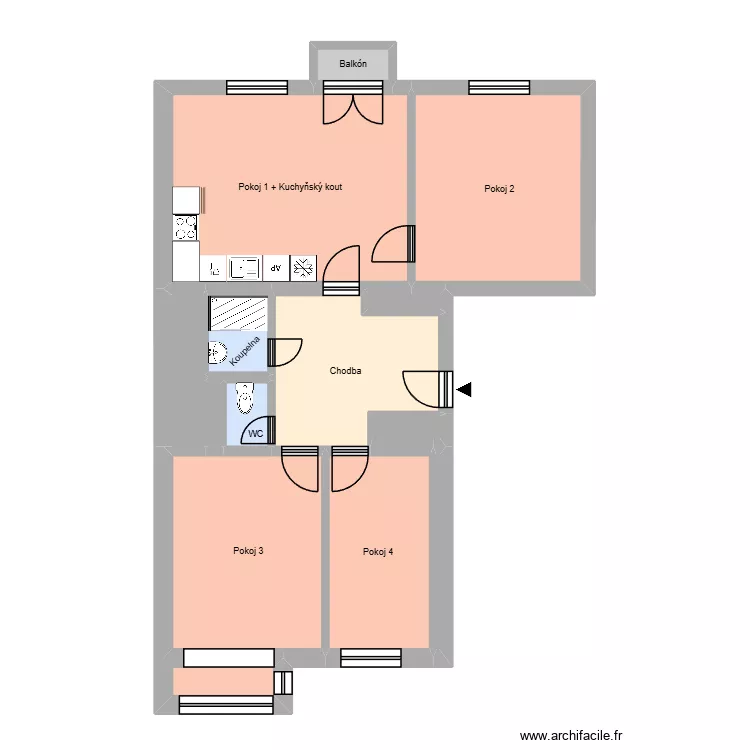 30.dubna 2307, byt 3. Plan de 19 pièces et 203 m²