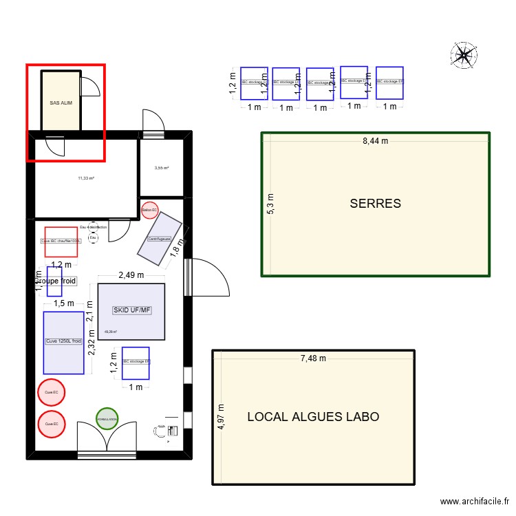 Plan local R&D 5. Plan de 6 pièces et 149 m2