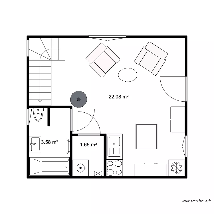 RDC Chalet 28 m2. Plan de RDC Chalet 28 m2. Plan de