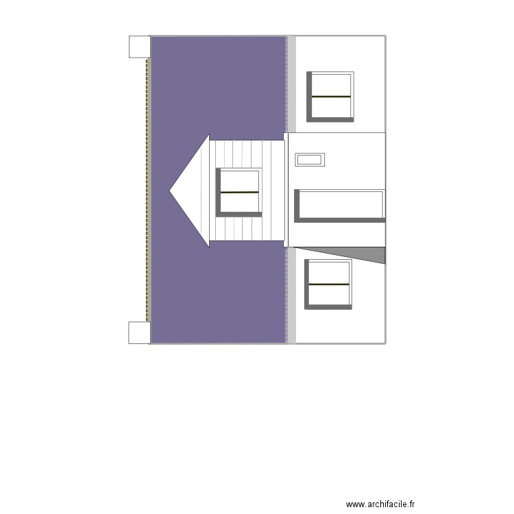 Façade Nord projet final. Plan de 2 pièces et 55 m2