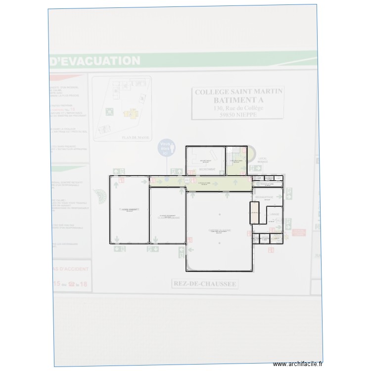 COLLÈGE SAINT MARTIN BATIMENT A RDC. Plan de 0 pièce et 0 m2