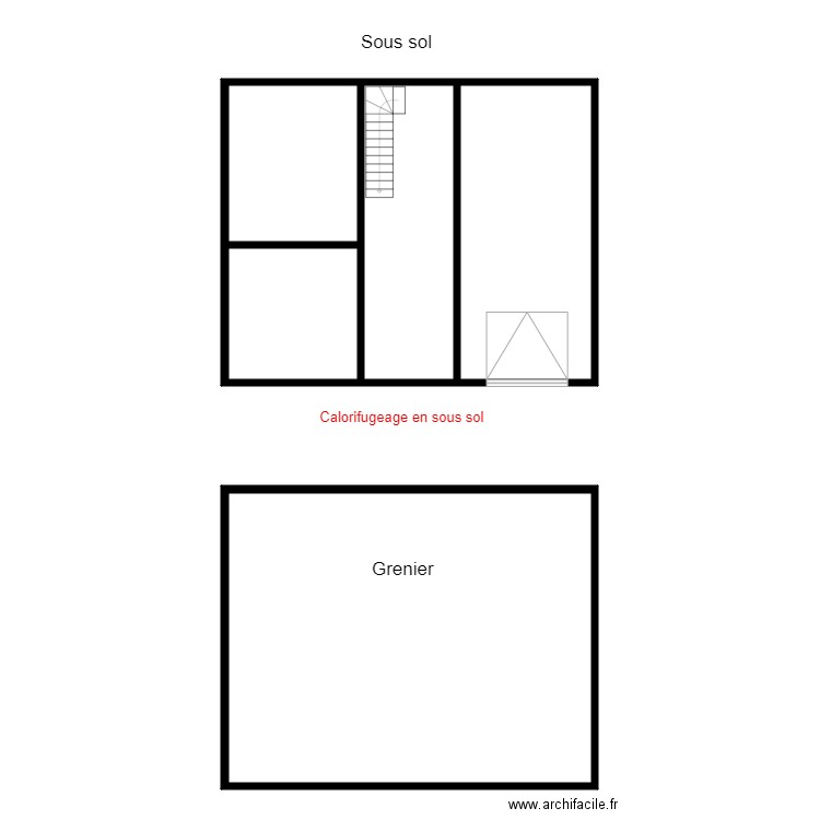 Croquis Sous sol et grenier. Plan de 0 pièce et 0 m2