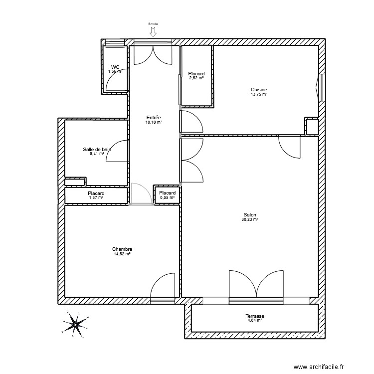 appart. N° 1. Plan de 12 pièces et 85 m2