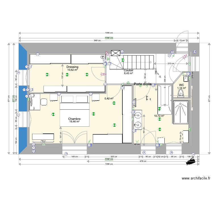 ANAIS BAT1 RDC ELEC 14 01 2023 v2. Plan de 6 pièces et 107 m2