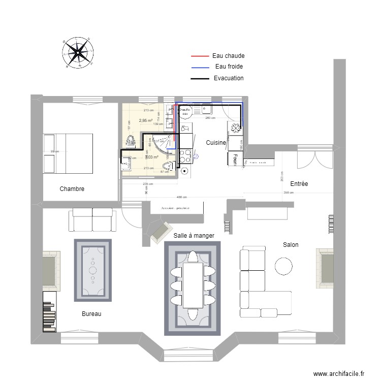 Plan Pabro V3. Plan de 2 pièces et 6 m2