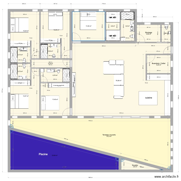 DIDIER 030722. Plan de 19 pièces et 277 m2