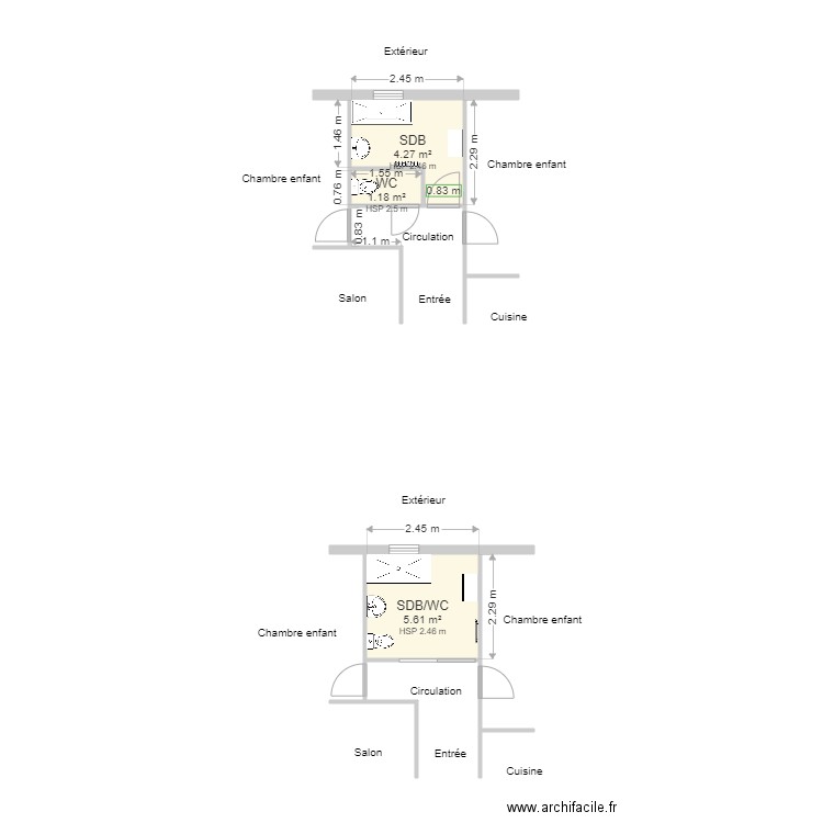 BERNON Michel. Plan de 3 pièces et 11 m2