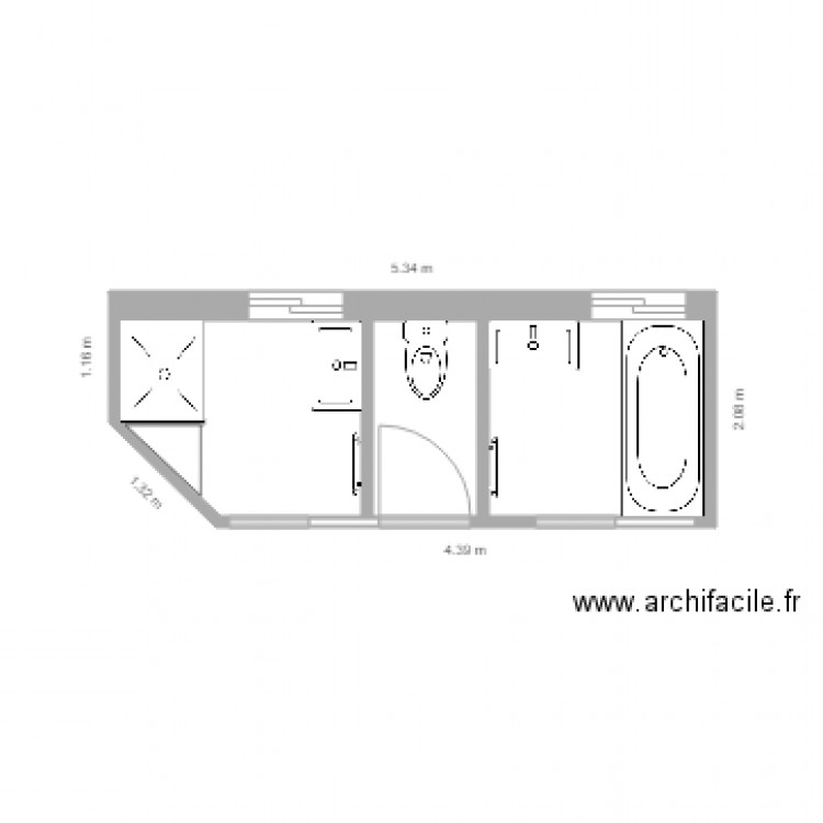 Plan SDB après Tx avec WC. Plan de 0 pièce et 0 m2