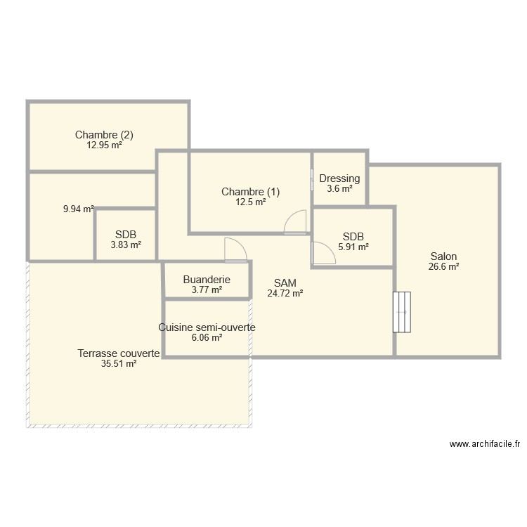 Plan maison 107m2. Plan de 0 pièce et 0 m2