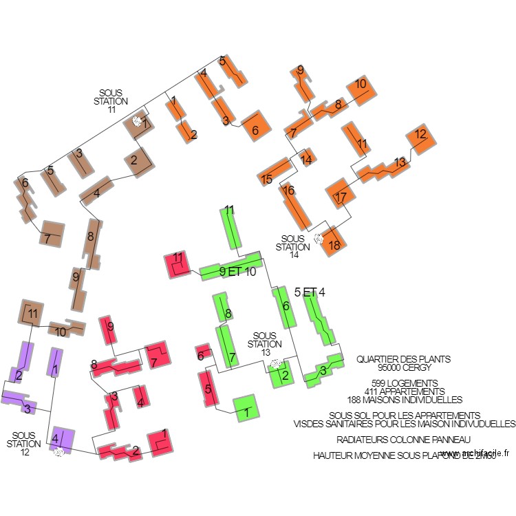 QUARTIER DES PLANTS CERGY. Plan de 52 pièces et 16843 m2